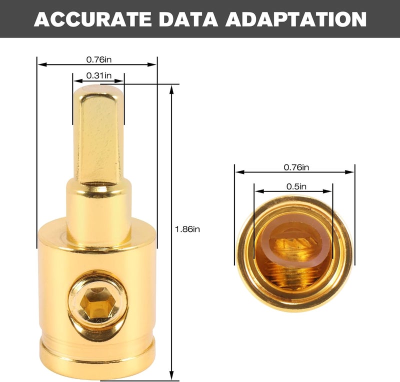 Asooll 4/0 Gauge Wire Reducer 2pcs Power-Cable Terminals Amp Input Wire Reducer Adapter Brass Nickel Plated for Boat Car RV - Image 2